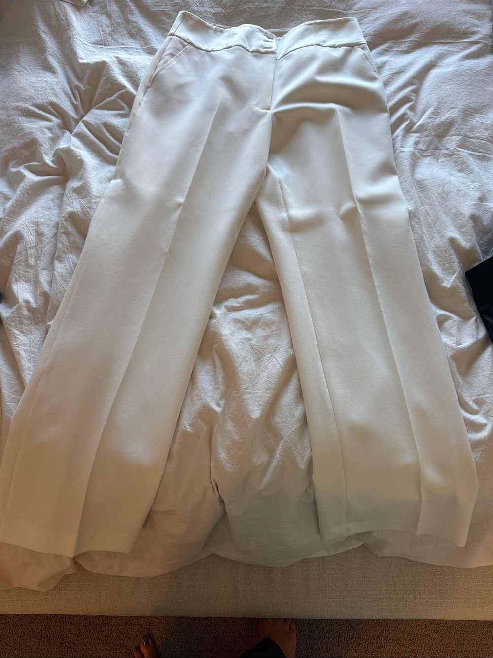 White House Black Market Cream Wide-Leg Pants